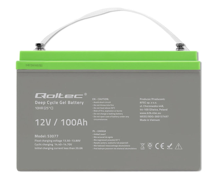Akumulator do UPS Qoltec Akumulator żelowy Deep Cycle | 12V | 100Ah
